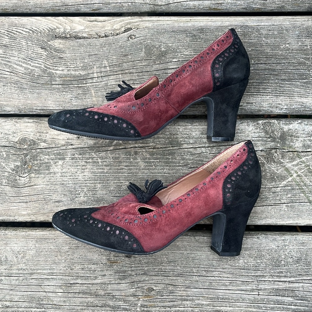 Town Shoes Two Tone Tassel Oxford Heels Shoes - Picture 2 of 8